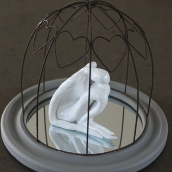 Sculpture titled "Birdy" by Isabelle Angele, Original Artwork, Clay