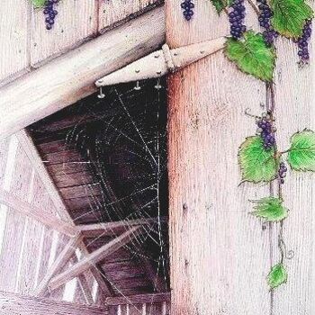 Painting titled "Wood,Web,wild grapes" by I. Joseph, Original Artwork, Other