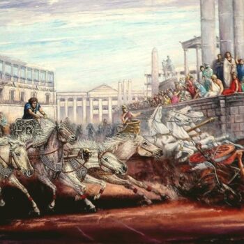 Pintura intitulada "Ben Hur" por I. Joseph, Obras de arte originais, Óleo