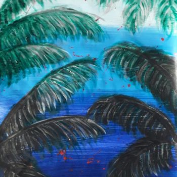 Painting titled "palms 1" by Izabella Papp, Original Artwork, Acrylic