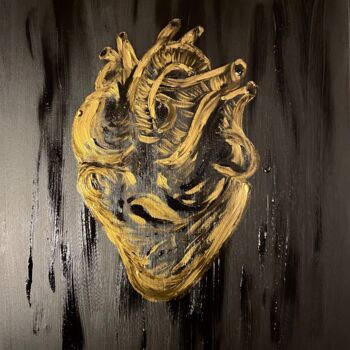 Painting titled "cuore" by Matteo Serra, Original Artwork, Acrylic Mounted on Wood Panel