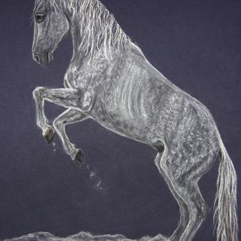 Painting titled "Grey trotter" by Apelsin, Original Artwork, Pastel