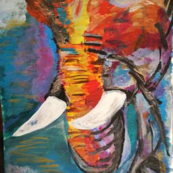 Картина под названием "слон" - Варвара, Подлинное произведение искусства, Акрил
