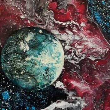 「planète voyous dans…」というタイトルの描画 Iakimによって, オリジナルのアートワーク, アクリル ウッドストレッチャーフレームにマウント
