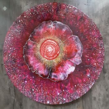 Dessin intitulée "nébuleuse rose coeu…" par Iakim, Œuvre d'art originale, Acrylique Monté sur Châssis en bois