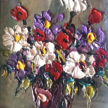 Картина под названием "FLOWERS" - Ialomiteanu, Подлинное произведение искусства, Масло