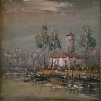 Painting titled "landscape" by Ialomiteanu, Original Artwork, Oil