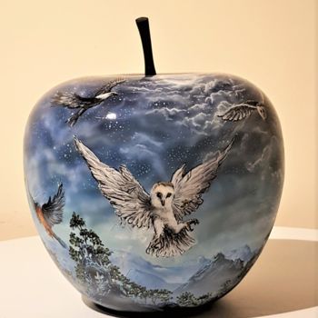 Sculpture titled "World Apple" by Rikkihop, Original Artwork, Ceramics