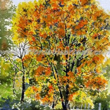 Schilderij getiteld "Autumn oak" door Ian Osborne, Origineel Kunstwerk, Anders