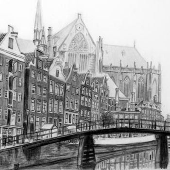 Drawing titled "City Center Amsterd…" by Ian Rees, Original Artwork