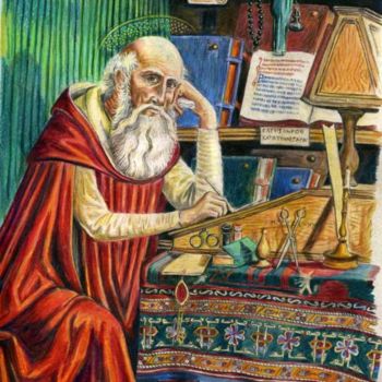 Drawing titled "St. Jerome in his L…" by Ian Rees, Original Artwork