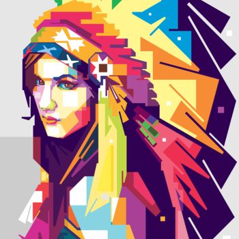 「Girl with Apache Co…」というタイトルのデジタルアーツ Artworkrangerによって, オリジナルのアートワーク, デジタル絵画