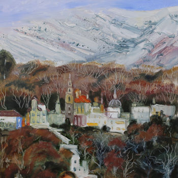 Painting titled "Winter town" by Iaroslav Hmelnitki, Original Artwork, Oil