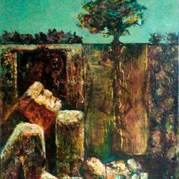Malerei mit dem Titel "отцовская ноша" von Iakob Buzhak, Original-Kunstwerk, Öl