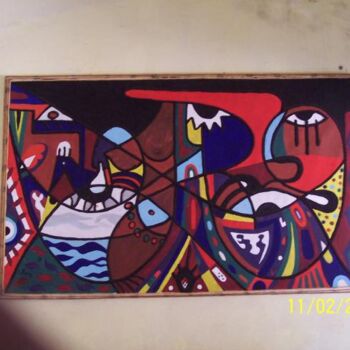 Pittura intitolato "source de vie" da Ibra Ndiaye, Opera d'arte originale