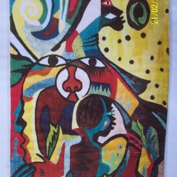 Malarstwo zatytułowany „koumoukh” autorstwa Ibra Ndiaye, Oryginalna praca
