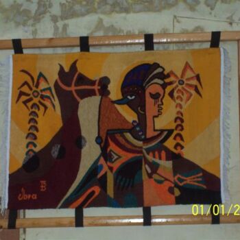 Pittura intitolato "couple nomade" da Ibra Ndiaye, Opera d'arte originale
