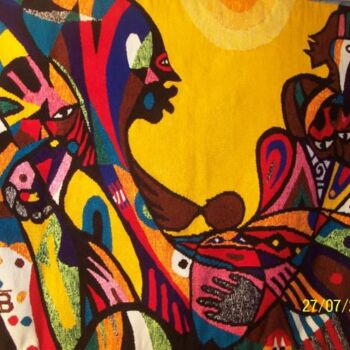 Pittura intitolato "le bapteme" da Ibra Ndiaye, Opera d'arte originale