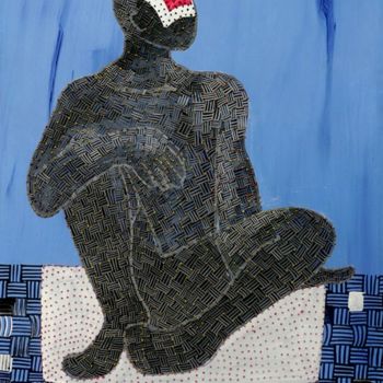 「apparence bleu」というタイトルの絵画 Ibrahim Balloによって, オリジナルのアートワーク, アクリル