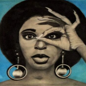 Painting titled "The black is beauti…" by Ibrahim Marong, Original Artwork, Graphite Mounted on Wood Stretcher frame