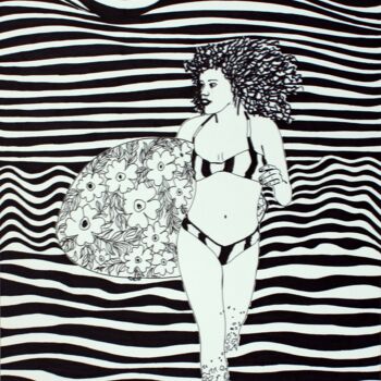 Dibujo titulada "Surf on the lines 4" por Ibrahim Unal, Obra de arte original, Rotulador