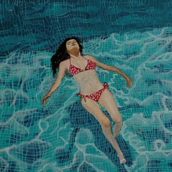 Painting titled "Turquoise dreams" by Ibrahim Unal, Original Artwork, Oil
