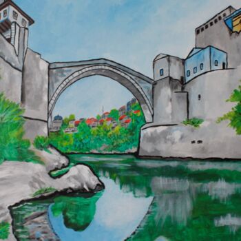 "Stari Most" başlıklı Tablo Ibrahim Unal tarafından, Orijinal sanat, Akrilik
