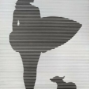 Dessin intitulée "Shadows on the beach" par Ibrahim Unal, Œuvre d'art originale, Encre