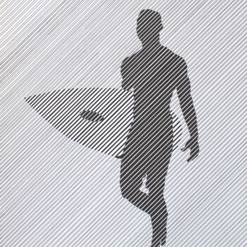 Tekening getiteld "While going to surf" door Ibrahim Unal, Origineel Kunstwerk, Inkt