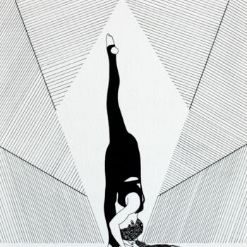 Drawing titled "Yoga 3" by Ibrahim Unal, Original Artwork, Pencil