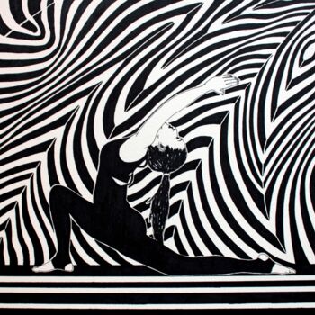 Рисунок под названием "Yoga 5" - Ibrahim Unal, Подлинное произведение искусства, Карандаш