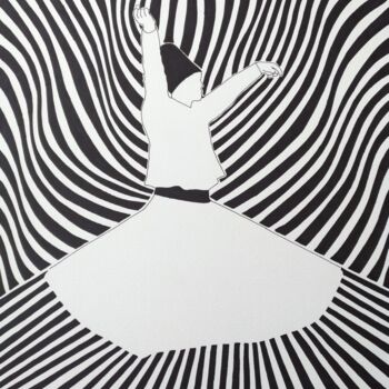 Рисунок под названием "Whirling Dervish 1" - Ibrahim Unal, Подлинное произведение искусства, Маркер