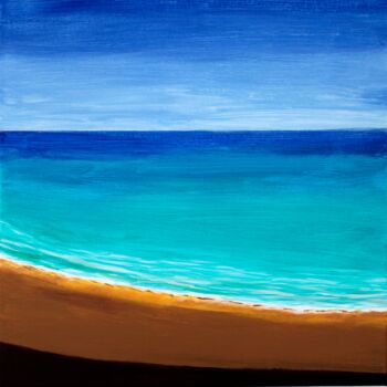 Pintura intitulada "Golden Sand Beach" por Ibrahim Unal, Obras de arte originais, Acrílico