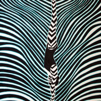 Рисунок под названием "Diving -1 (neon)" - Ibrahim Unal, Подлинное произведение искусства, Карандаш