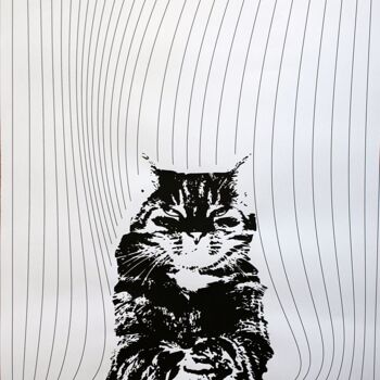 Digitale Kunst mit dem Titel "Cat I" von Ibrahim Unal, Original-Kunstwerk, Digitale Malerei