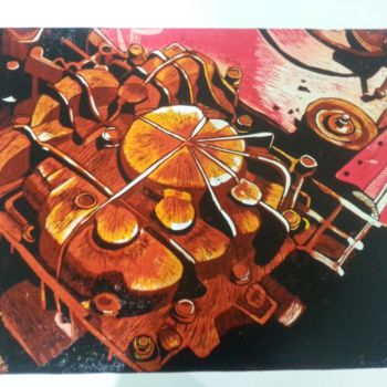 Printmaking titled "Pas Lekesi / Rust S…" by Ibrahim Kaya, Original Artwork, Linocuts