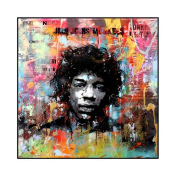 Painting titled "Jimi-Hendrix.jpeg" by Ichar Création, Original Artwork, Spray paint