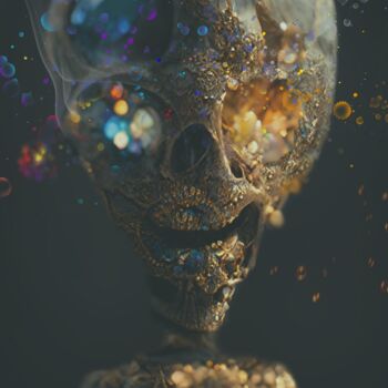 Arte digital titulada "living skull" por Iché, Obra de arte original, Pintura Digital Montado en Bastidor de camilla de made…