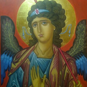 Painting titled "Icône byzantine Arc…" by Atelier Erat Olim, Original Artwork, Tempera