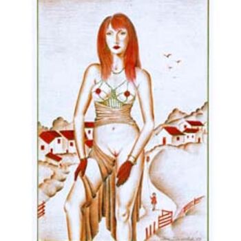Ζωγραφική με τίτλο "La ragazza di campa…" από Ida Siniscalchi, Αυθεντικά έργα τέχνης, Λάδι