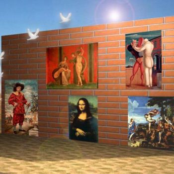 Digitale Kunst mit dem Titel "Il muro nel deserto" von Ida Siniscalchi, Original-Kunstwerk, Digitale Malerei