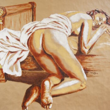 Painting titled "Peinture femme nue…" by Idhem San, Original Artwork, Oil