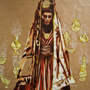 Pittura intitolato "Peinture femme "La…" da Idhem San, Opera d'arte originale, Olio