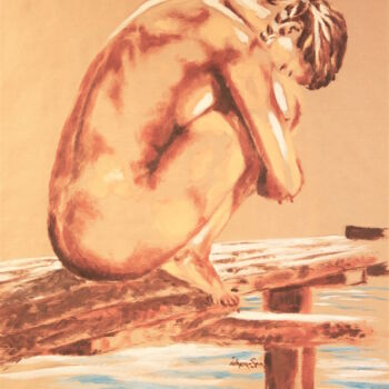 Peinture femme nue "Le Replis".2021
