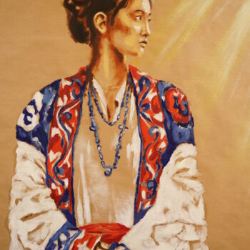 Malerei mit dem Titel "Peinture femme spir…" von Idhem San, Original-Kunstwerk, Öl