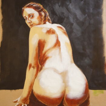 Pittura intitolato "Peinture femme nue…" da Idhem San, Opera d'arte originale, Olio