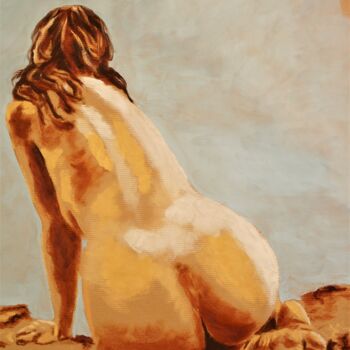 Malerei mit dem Titel "Peinture femme nue…" von Idhem San, Original-Kunstwerk, Öl