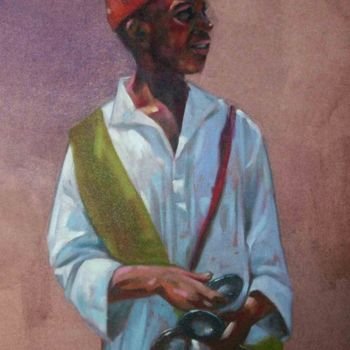 Peinture intitulée "le petit gnaoui" par Abderrahmane Idouallouche, Œuvre d'art originale, Huile