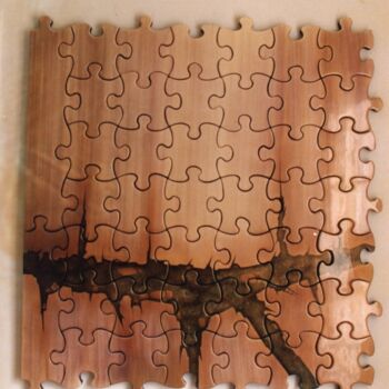 Pittura intitolato "puzzle-paysage-1-5m…" da Idris Fad, Opera d'arte originale, Altro