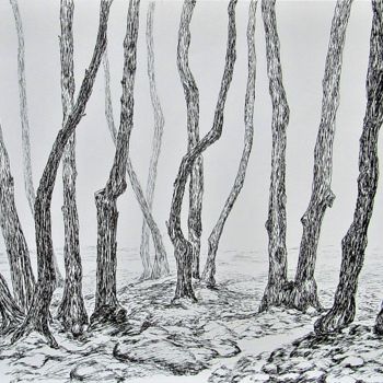 Drawing titled "Sous-bois" by Isabelle Stagg, Original Artwork, Ink